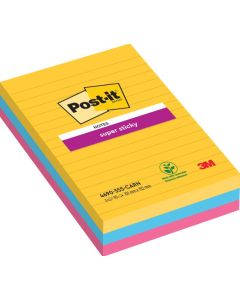 POST-IT Bloc-note adhésif ligné - Assortiment - 101 x 101 mm Super Sticky Lot de 6
