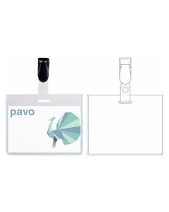 Photo lot de 25 Badges avec clip en plastique - 90 x 60 mm : PAVO