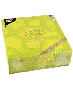 Photo Lot de 50 serviettes en papier - Vert citron - 400 x 400 mm : PAPSTAR ROYAL Collection Bubbles Image