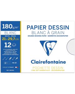 Pochette à dessin - 15 feuilles de papier blanc à grain - 96177C Clairefontaine