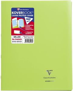 CLAIREFONTAINE 981413C : Cahier Koverbook - POLYPRO - 96 pages à grands carreaux - 240 x 320 mm - vert