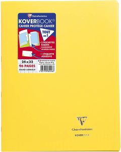 CLAIREFONTAINE 981416C Cahier Koverbook - POLYPRO - 96 pages à grands carreaux - 240 x 320 mm - jaune
