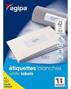 AGIPA Etiquettes adhésives blanches multi-usages  52.5 x 29.7 mm - 100984