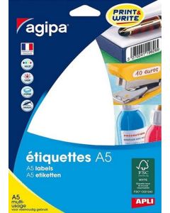 Étiquettes adhésives - 80 x 45 mm - Blanc : AGIPA Lot de 96 Image