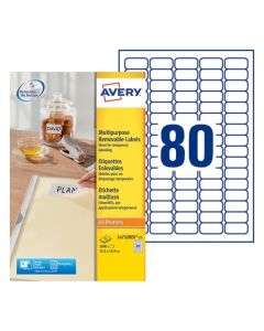 Étiquettes amovibles blanches 35,6 x 16,9 mm AVERY L4732REV-25