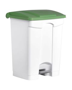 Photo Poubelle à pédale avec couvercle 70 litres - Blanc/Vert HELIT H2402251