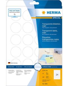 HERMA etiquettes rondes transparentes résistantes aux intempéries 40 mm 4686