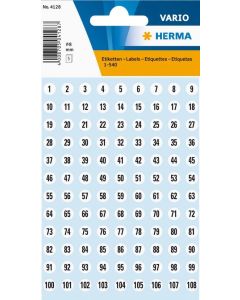 HERMA 4128 : Etiquettes à chiffres autocollants - 8,0 mm - Noir et Blanc