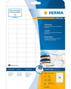 Étiquettes adhésives Jet d'Encre - 30,5 x 16,9 mm. - Blanc HERMA 8832