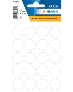 HERMA 1870 : Lot de 100 étiquettes adhésives rondes - 19,0 mm - Blanc