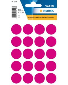 HERMA 1886 : Lot de 100 étiquettes adhésives rondes - 19,0 mm - Rose