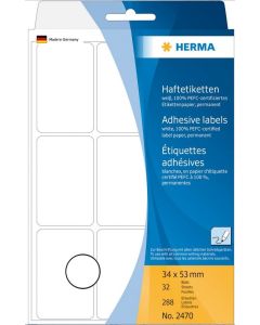 HERMA : Lot de 288 étiquettes adhésives - 34,0 x 53,0 mm - Blanc