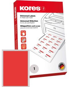 Lot de 100 étiquettes adhésives - Rouge - 210 x 297 mm : KORES Visuel