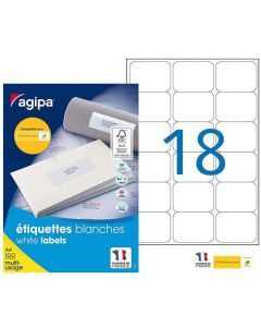 Photo Étiquettes adhésives 63,5 x 46,6 mm - Blanc  AGIPA 100981