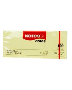 photo KORES Blocs de notes adhésives - Jaune - 51 x 75 mm - N46057
