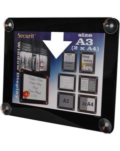 Porte Affiches à ventouses A3 - 297 x 420 mm - Noir : SECURIT Visuel