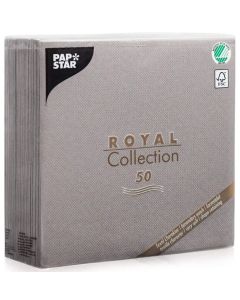 Photo PAP STAR : Lot de 50 serviettes en papier unies 400 x 400 mm - ROYAL Collection - gris 10822