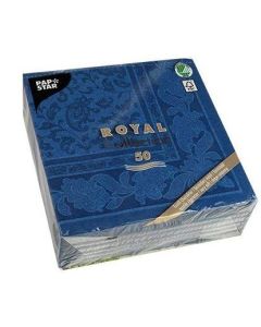 Photo Lot de 50 serviettes en papier - Bleu - 400 x 400 mm : PAPSTAR ROYAL Collection Ornements Image
