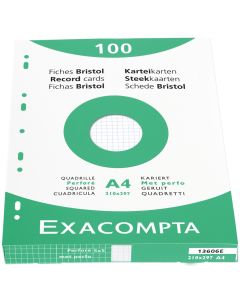 Photo Fiches Bristol quadrillées et perforées - 210 x 297 mm - Blanc EXACOMPTA Image