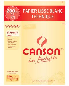 Photo Pochette de papier à dessin technique - A3 - 200 g : CANSON (200037112)