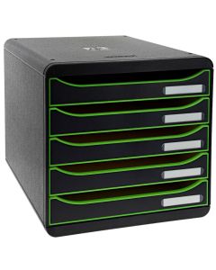Photo Module de rangement 5 tiroirs - Big Box Plus - Noir/Vert pomme/Noir EXACOMPTA Black Office