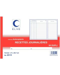 Recettes journalières : Carnet autocopiant 3111 Elve - 297 x 210 mm Manifold