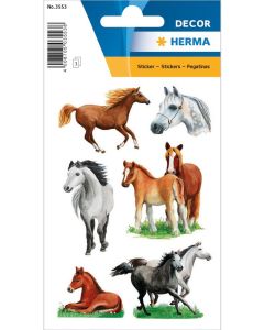 Photo HERMA : Lot de 18 stickers en papier - Races de chevaux - 3553