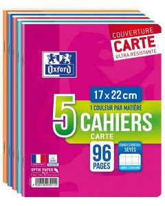 Photo Lot de 5 Cahiers 96 pages - Grands carreaux - 170 x 220 mm OXFORD
