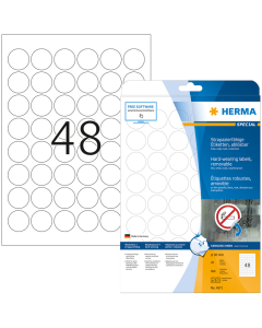 Photo Étiquettes adhésives ultra résistantes amovibles - Diamètre 30 mm - Blanc HERMA