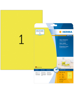 Photo Étiquettes adhésives - 210 x 297 mm - Jaune fluorescent HERMA
