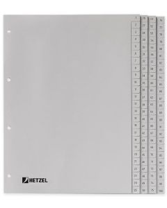 Photo HETZEL : Jeu de 100 intercalaires à chiffres en plastique - 226 x 297 m