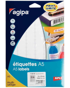 Photo Étiquettes multi-usages adhésives - 10 x 22 mm - Blanc AGIPA 114018