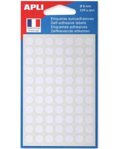 Pastilles adhésives 8 mm - Blanc APLI 111830 Lot de 462