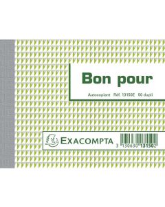 BONS POUR 13150E : Carnets à  souche  - 105 x 135 mm (Exacompta)