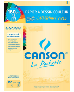 Photo CANSON 200003164 : Feuilles de papier dessin Mi-teintes A3 Couleur Vive