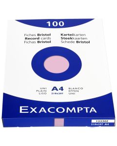 Photo Fiches Bristol unies - 210 x 297 mm - Rose EXACOMPTA Image