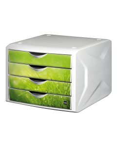 Photo Bloc de rangement - 4 tiroirs : HELIT Caméléon Blanc Springtime H6129650