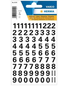 Photo 4159 HERMA  : Etiquettes de chiffres noirs autocollants - 10 mm