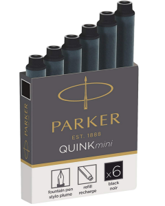 Photo PARKER Boite de 6 cartouches d'encre permanente Noir Quink Mini 1950407