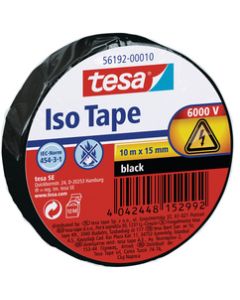 TESA 56192-00010-01 : Ruban adhésif isolant - ISO TAPE - 15 mm x 10 m - Noir