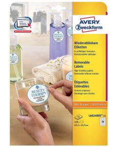 Visuel Étiquettes ovales adhésives - 63,5 x 42,3 mm - Blanc AVERY 