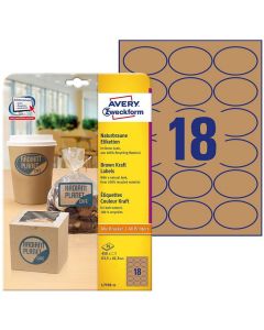 Photo Étiquettes ovales - 63,5 x 42,3 mm - Kraft AVERY 