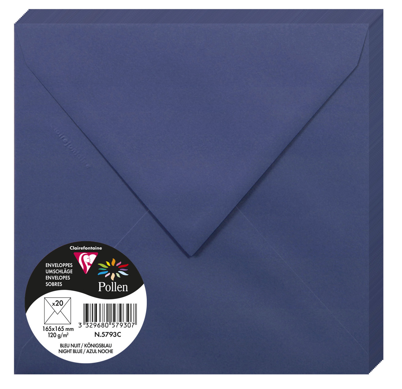 POLLEN Enveloppes - 165 x 165 mm - Bleu Royal Lot de 20
