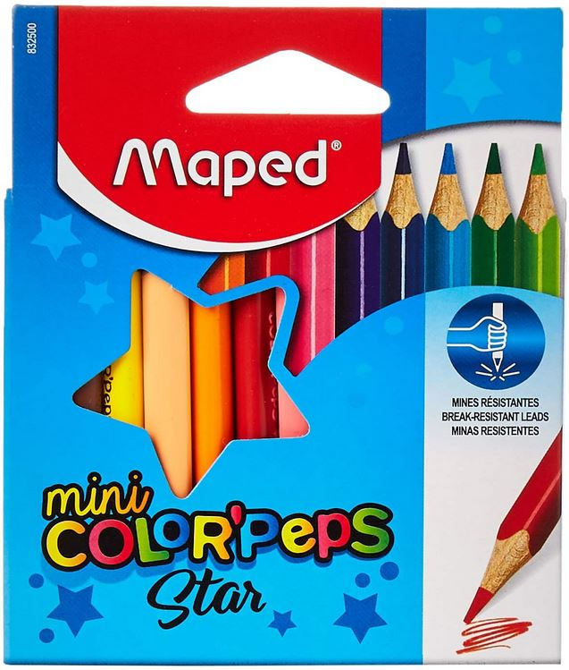 12 mini crayons de couleur MAPED Color'Peps Strong mine ultra résistante :  Chez Rentreediscount Fournitures scolaires