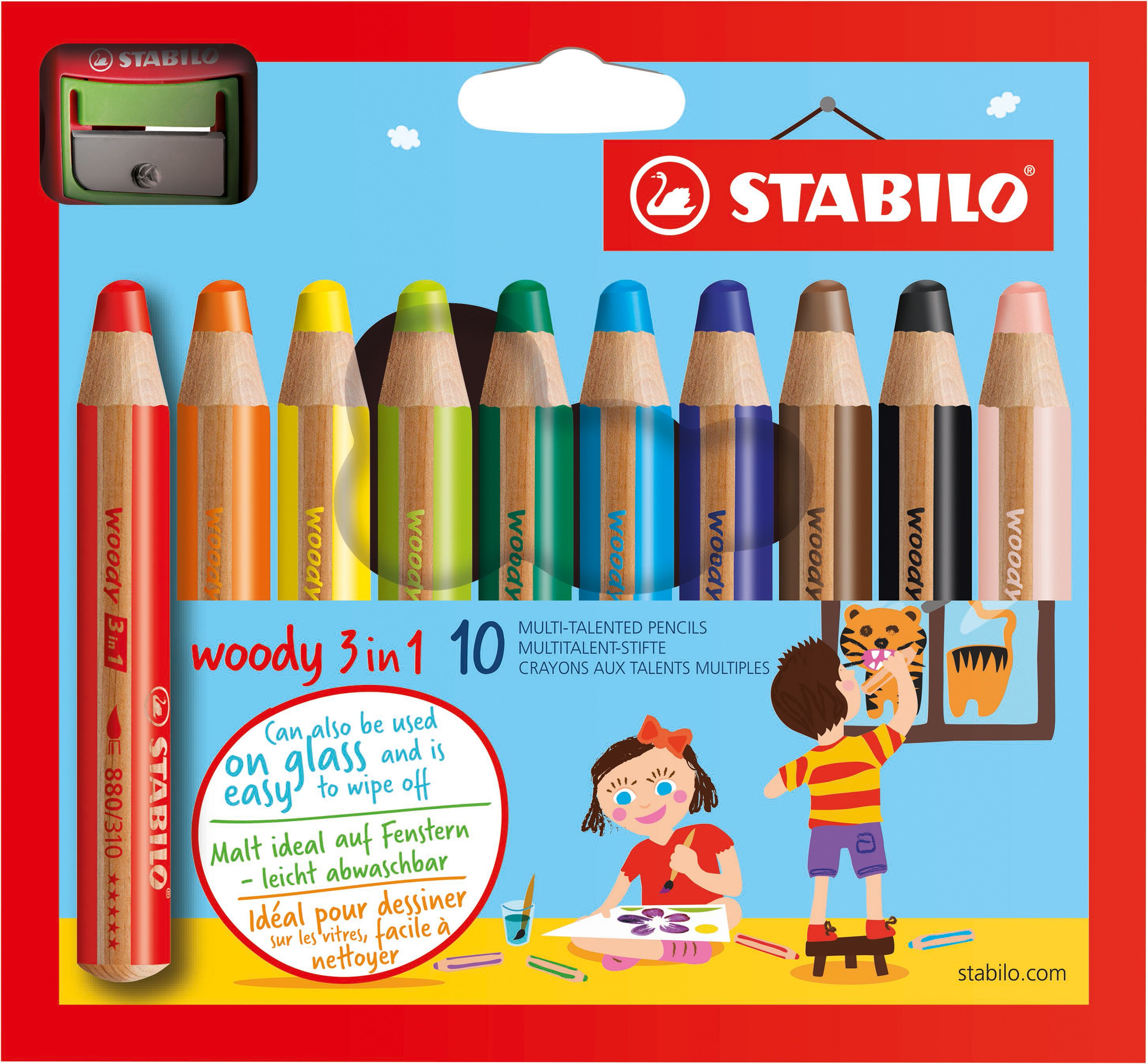 OPITEC - LOISIRS SCIENCES CREATIVITE  Crayons tout-terrain STABILO woody  3in1, 18 pièces