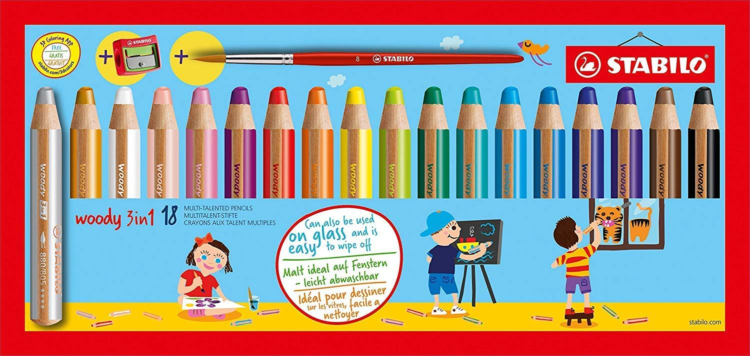 Presentoir x 48 crayons de couleur multi-talents STABILO woody