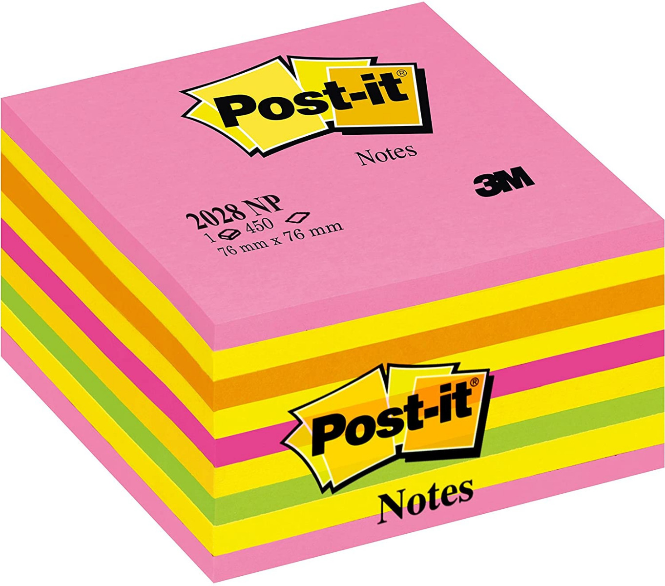 POST-IT Notes adhésives - 76 x 76 mm Cube Energie Intense