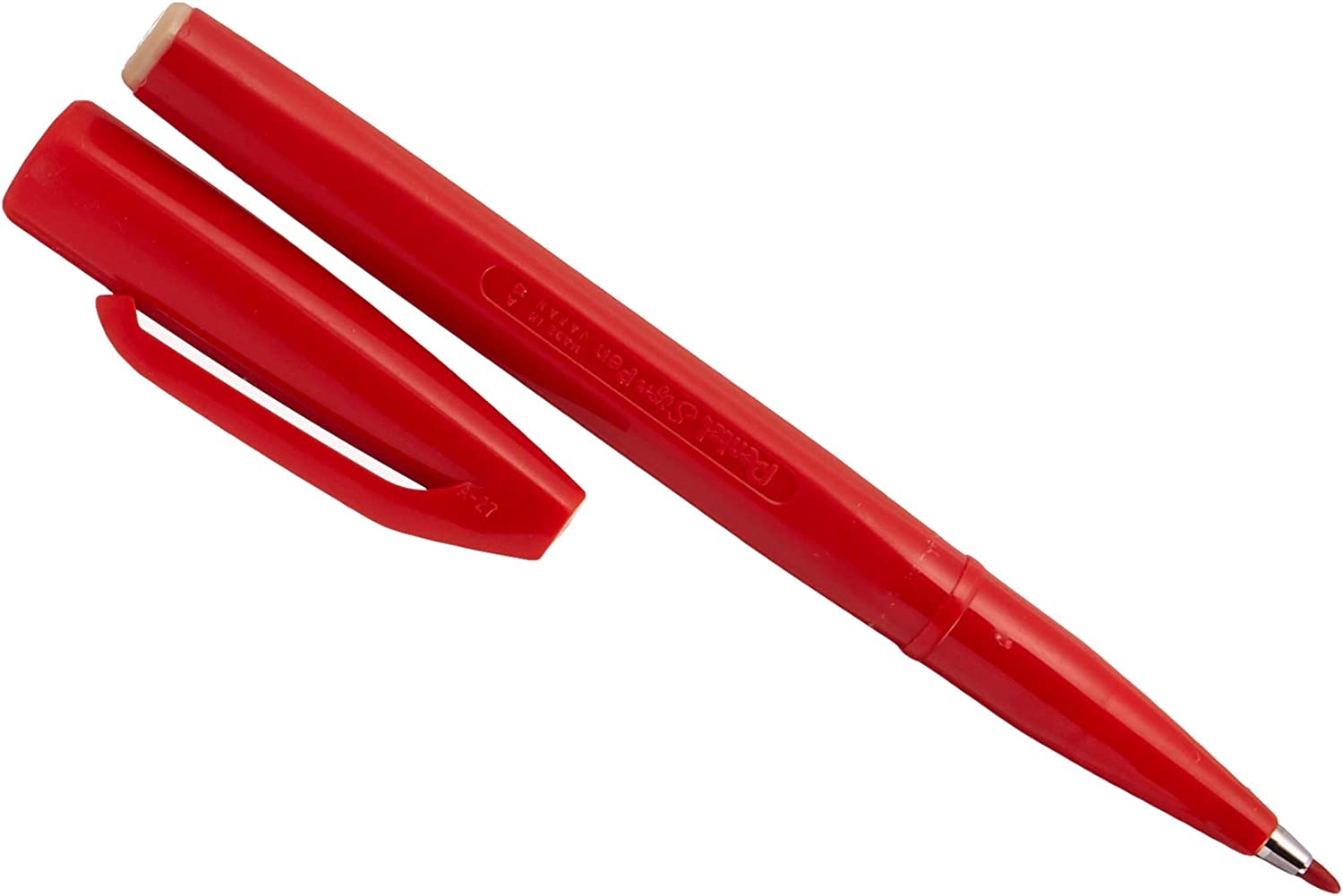 Stylo feutre pointe fine baguée métal encre liquide Rouge corps plastique V- FINELINER