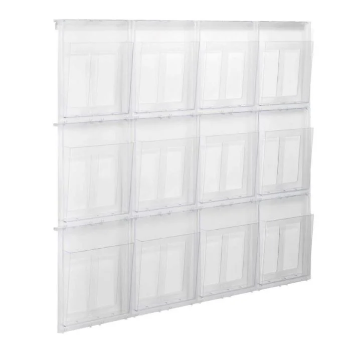 Présentoir Mural HEYDA 9 Compartiments A4 - Organisation Bureau Transparent